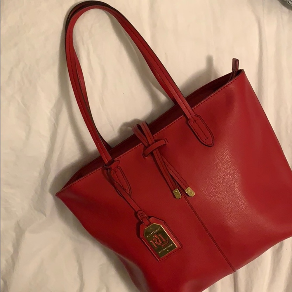 Ralph Lauren red leather shoulder bag